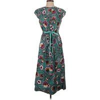 Ann Taylor LOFT Casual Dress - Wrap: Teal Paisley Pattern Dresses - Used - Size