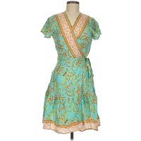 R. Vivimos Casual Dress - Wrap: Teal Paisley Pattern Dresses - Used