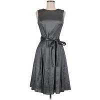 Tommy Hilfiger Cocktail Dress - A-Line: Silver Metallic Pattern Dresses - Used - Size