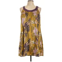 BCBGMAXAZRIA Casual Dress - Shift: Gold Print Pattern Dresses - Used