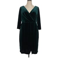 Betsey Johnson Cocktail Dress - Wrap: Teal Color Block Pattern Dresses - Used - Size