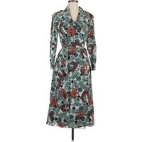 Burberry Casual Dress - Wrap: Teal Paisley Pattern Dresses - New - Size