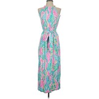 Lilly Pulitzer Casual Dress - Wrap: Teal Tropical Pattern Dresses - Used - Size X