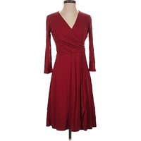 Ann Taylor LOFT Cocktail Dress - Wrap: Burgundy Dresses - Used - Size