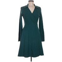 Brooklyn Industries Casual Dress - Wrap: Teal Solid Pattern Dresses - Used
