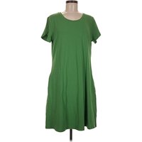 Isaac Mizrahi LIVE! Casual Dress - Shift: Green Solid Pattern Dresses - Used