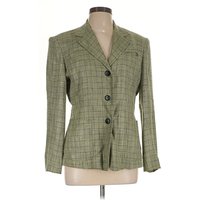 Evan Picone Blazer Jacket: Green Tweed Pattern Jackets & Outerwear - Size