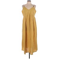 Old Navy Casual Dress - Slip dress: Yellow Solid Pattern Dresses - Used