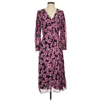 Kate Spade New York Casual Dress - Wrap: Purple Floral Pattern Dresses - Used - Size