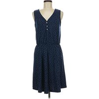 French Grey Casual Dress - A-Line: Blue Polka Dots Pattern Dresses - Used