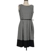 Dana Buchman for Kohls Casual Dress - A-Line: Black Houndstooth Pattern Dresses - New - Size