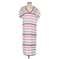 Velvet by Graham & Spencer Casual Dress - Popover: White Stripes Pattern Dresses - Used - Size X