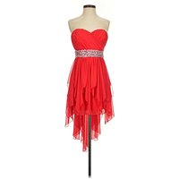 Sequin Hearts Cocktail Dress - High Low: Red Dresses - Used - Size