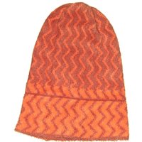 Free People Beanie Hat: Orange Chevron/Herringbone Pattern Accessories