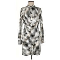 EP New York Casual Dress - Shirtdress: Gray Houndstooth Pattern Dresses - Used