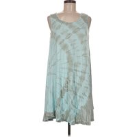 India Boutique Casual Dress: Teal Tie-dye Pattern Dresses