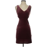 Express Cocktail Dress - Bodycon: Burgundy Solid Pattern Dresses - Used - Size 2X