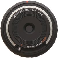 Olympus 15mm f/8 Manual Focus Lens/Body Cap for MFT (Micro Four Thirds), Black - EX - Excellent - With Cap