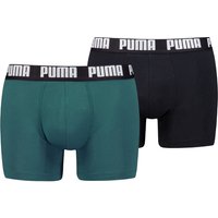 Boxers unis pour homme en coton biologique - Vert émeraude - Noir - Taille S - Lot de 2