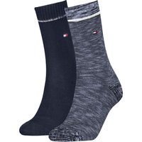 Chaussettes femme à rayures claires - Lot de 2 - Bleu marine - Pointures 35 à 38