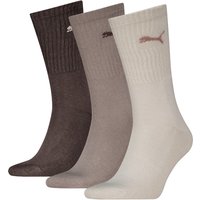 Chaussettes de sport unisexes à semelle éponge – Marron neutre – Pointures 43-46 – 3 paires