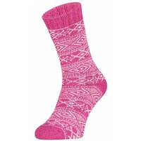 Chaussettes épaisses en laine à motif norvégien – Fuchsia – 39-42