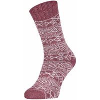 Chaussettes épaisses en laine à motif norvégien – Rouge bordeaux – 39-42
