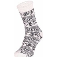 Chaussettes épaisses en laine à motif norvégien – Blanc cassé – Tailles 35 à 38