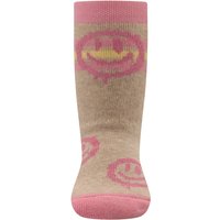 Chaussettes antidérapantes à motif smiley – Beige chiné – 27-28