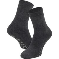Chaussettes enfant en coton antidérapant – Anthracite – 31-34