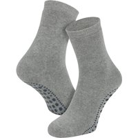 Chaussettes enfant en coton antidérapant – Gris clair chiné – Pointure 27-30