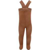 Collants côtelés en coton avec bretelles – Brique – 68