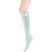 Chaussettes hautes en coton pour enfants avec grand nœud – Menthe fraîche – 19-22