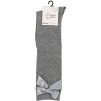 Chaussettes hautes avec un grand nœud – Gris clair – 19-22