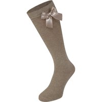 Chaussettes hautes en coton avec nœud – Beige chiné – 19-22