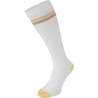 Chaussettes hautes enfant en coton à rayures côtelées – Blanc pastel – Tailles 31-34