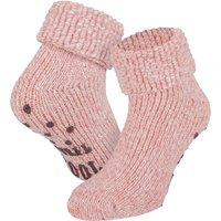 Chaussettes d'intérieur en laine pour femme, antidérapantes – Rose antique – Pointures 39 à 42