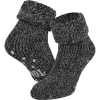 Chaussettes d'intérieur en laine pour femme, antidérapantes – Anthracite – 35-38