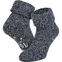 Chaussettes d'intérieur en laine pour femme, antidérapantes – Bleu marine – 35-38