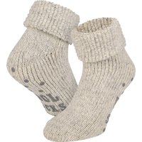 Chaussettes d'intérieur en laine pour femme, antidérapantes – Gris norvégien – 39-42
