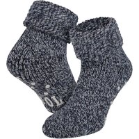 Chaussettes d'intérieur en laine pour homme, antidérapantes – Bleu marine – Pointures 43 à 46