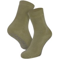 Chaussettes enfant en coton antidérapant – Vert olive – Pointures 31 à 34