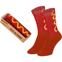 Chaussettes unisexes à motif hot-dog dans une boîte cadeau – Rouges – Pointures 41 à 46