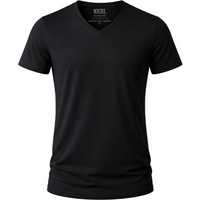 Heren t-shirt V-hals van Tencel - Black - M
