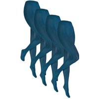 Collants en microfibre 60 deniers – Bleu pétrole – Tailles L à XL – Lot de 4 paires