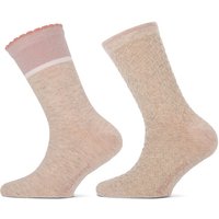 Chaussettes à paillettes pour filles – 2 paires – Beige chiné – Pointures 31 à 34