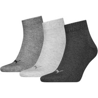 Chaussettes unisexes quart de tour, 3 paires – Anthracite - Gris chiné – 35-38