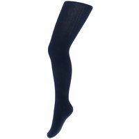 Collants côtelés en coton pour filles - Bleu marine - 122-128
