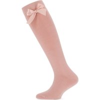 Chaussettes hautes en coton avec nœud – Rose nude – 19-22