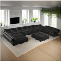 Naomi Home Sarah Contemporary DIY U -Shaped Sofa Collection 13 Piece Modular Sectional With 6 Ottomans,Black